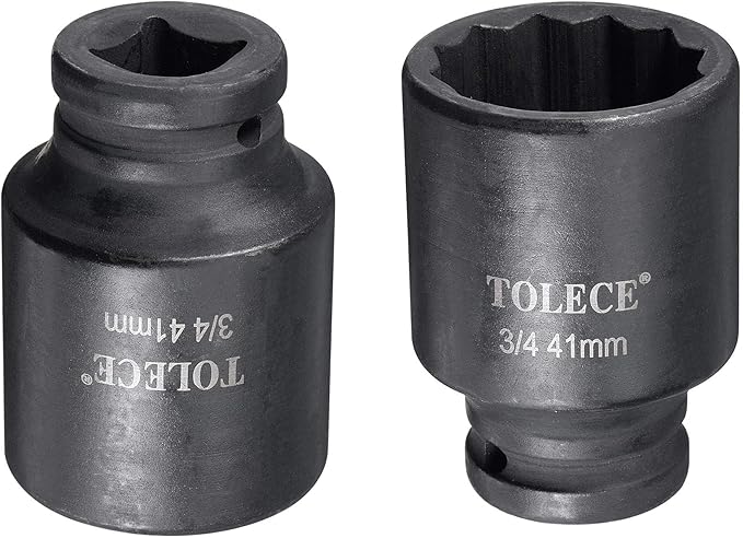 uxcell 3/4-Inch Drive 41mm 12-Point Deep Impact Socket, CR-MO Steel 78mm Length, Metric Sizes