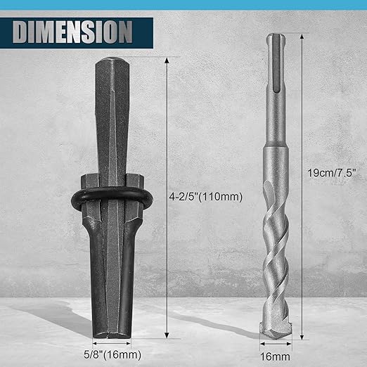 6pcs Rock Splitting Wedges and 1pcs Rotary Hammer Drill Bit, 5/8" Plug Wedges and Feather Shims, Stone Splitter Tools for Concretes, Granites, Boulders, Volcanic Rocks, Limestone Rocks