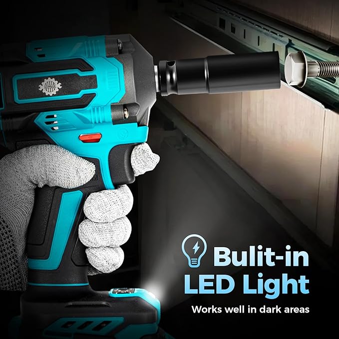1/2" Cordless Impact Wrench Kit, Impact Gun 3-Mode Speed with 4.0Ah Battery and Fast Charger, 20V High Torque 465Ft-lbs (630N.m), Brushless 2500RPM Power Electric Impact Wrench with LED Light for Car