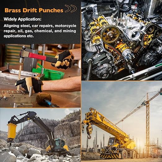 Brass Drift Punch Set, 3-Piece – 3/4"-19mm x 8", 1/2"-13mm x 7", 3/8"-10mm x 6", 25075 25076 25077 Brass Punches