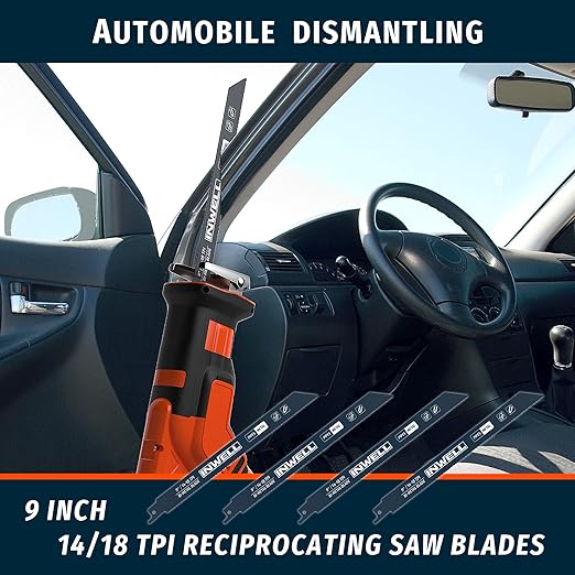 9 Inch Reciprocating Saw Blades, 14/18 TPI Bi-Metal for Metal Cutting, 25-Pack Durable Reciprocating Blades