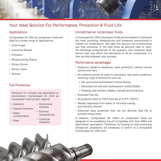 Food Grade 6000 Hour Rotary Screw Air Compressor Lubricating Oil - CompressedAirUSA - XL - Extended Life Oils (5 Gallon)