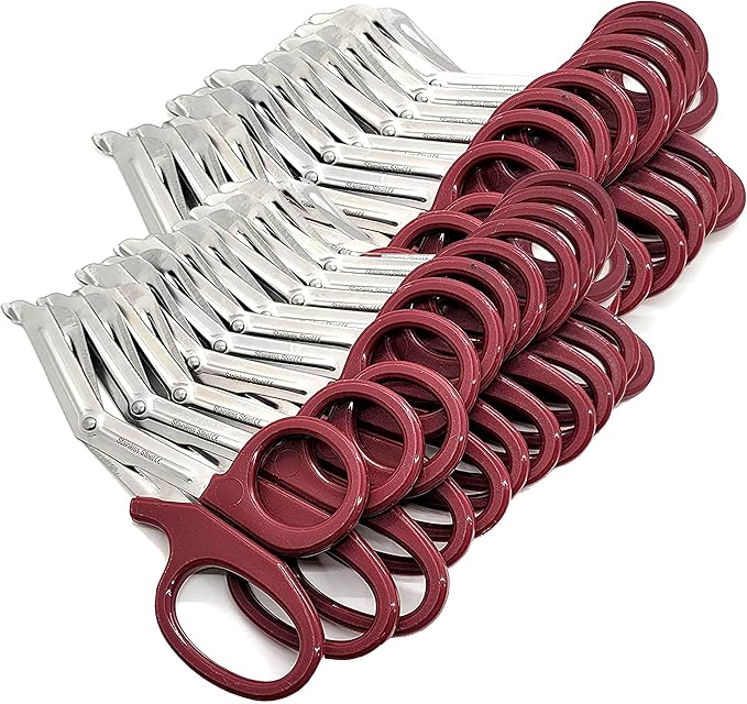 Set of 24 Trauma Paramedic EMT Shears Scissors 7.25"- Made of Premium Quality Stainless Steel - Ideal Gift for EMT, Nurses doctors Firefighter and more (Burgundy)