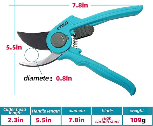 8??Pruning Shears for Gardening Stainless Steel Gardening Hand Pruner, Bypass Pruning Shears Steel Blades with Adjustable Up to 3/4" Cut, Non-stick Coating