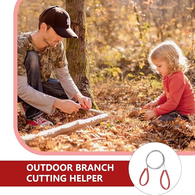 Stainless Steel Cable Saw,Metal Wire Saw Hand Pocket String Emergency Survival Rope Cutting Tools PVC Pipe Cutting Tool for Wood Camping Hiking Hunting,Red,23.62 Inch (4 Pcs)