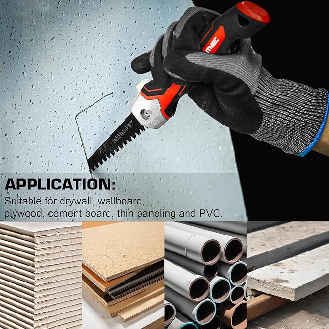 HAUTMEC 5" Folding Drywall Saw/Jab Saw/Keyhole Saw with Carbon Steel Blade, Sheetrock Saw with 7TPI Triple Sharpen Teeth, Compact Design with Holster, for Drywall, Wallboard, Plywood, PVC, HT0415