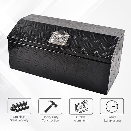 30 Inch Aluminum Truck Tool Box竊똇eavy Duty Truck Bed Tool Box Storage Organizer with T-Handle, Black (30'' x 13.2'' x 13.5'')