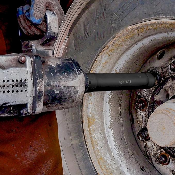 1/2 Inch Drive Extra Deep Long Socket Set, 6PCS Extended Length Impact Socket Set Contains Sizes 3/4", 7/8", 15/16", 1-1/16", 1-1/8", 1-1/4", Specifically Designed for High Torque Applications