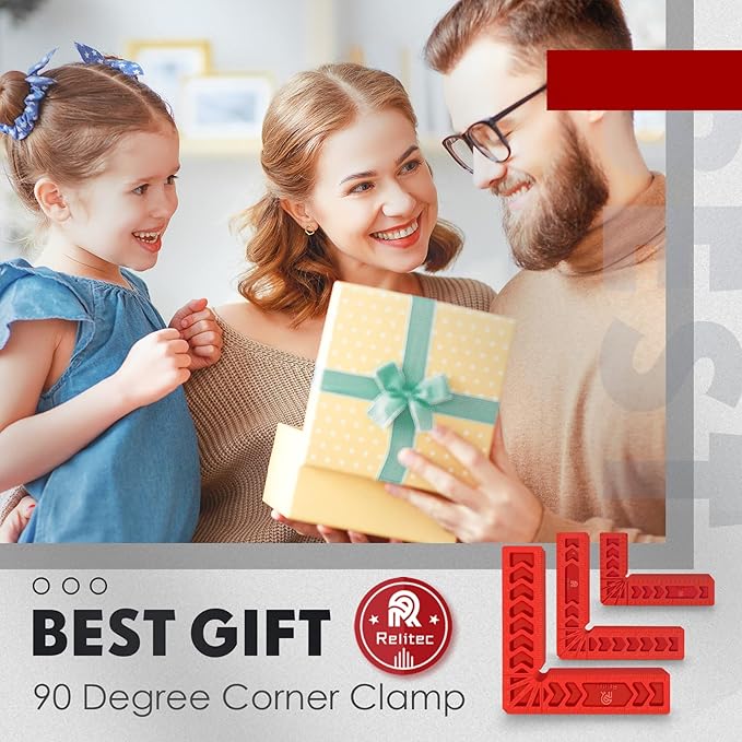 Relitec R 90 Degree Positioning Squares, Clamping Square, Right Angle Clamp Corner Clamp Woodworking Tools for Wood Cabinets, Carpenter Tool for Photo Frames Box Drawer, Set of 12竊?" 4" 6")