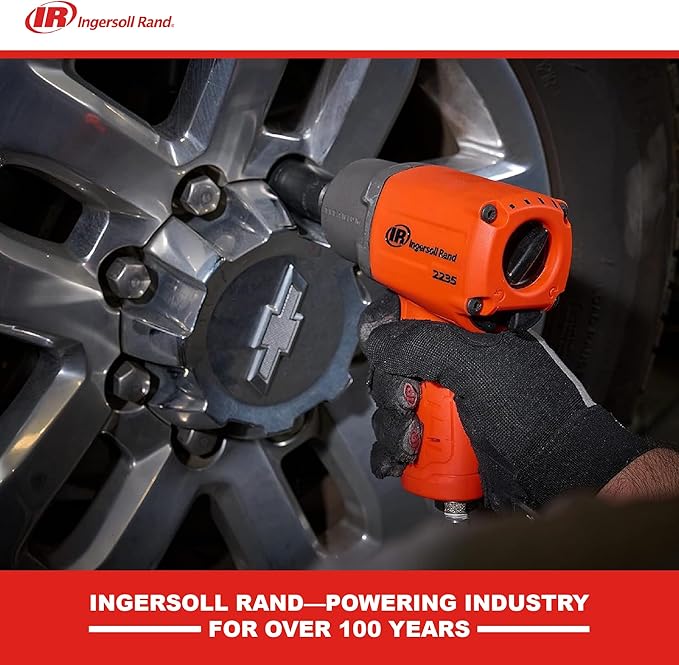 Ingersoll Rand 2235TIMAX-O 1/2" Air Impact Wrench, 1350 ft-lb Torque, Titanium Hammercase, Friction Ring Retainer, Pistol, Orange
