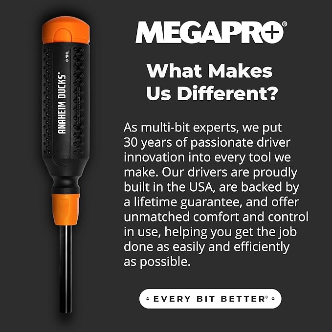 MEGAPRO짰 NHL짰 Team Edition Multi-bit Screwdriver | Officially Licensed NHL짰 Gear | Durable, Ergonomic, Pro-Grade Screwdriver (Anaheim Ducks짰)