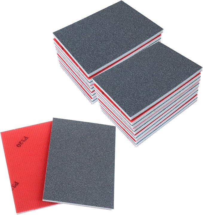 20Pcs 320 Grit Sanding Sponge, 4" x 3" Soft and Cozy Sponge Wet Dry Sandpaper, Ultra Fine Grit Sanding Sponge for Smooth Finishing