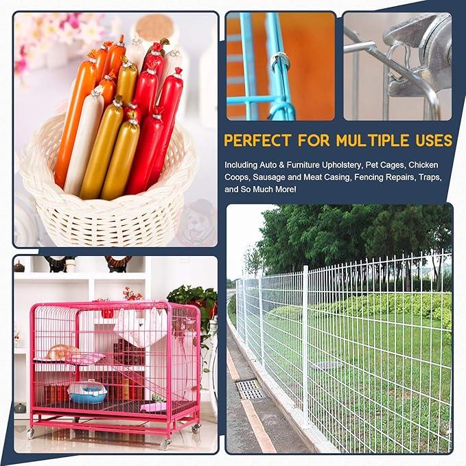 Hilitchi Galvanized Steel Hog Rings for Bungee Shock Cords Animal Pet Cages Bagging Traps Sausage Casing Meat Bags Fencing Railing and More(3/4-1000PCS)