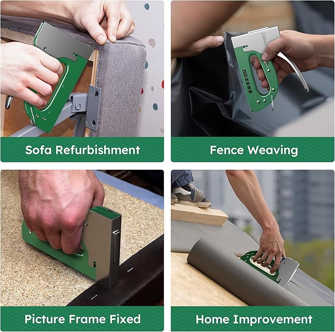 Tonmifr Heavy Duty 4 in 1 Staple Gun Larger Size, Effortless Operation - 1080째 Force Adjustment, Stapler Gun for Upholstery, Carpentry, Wood, Fabric, Furniture, Wall & DIY with Remover & 4000 Staples