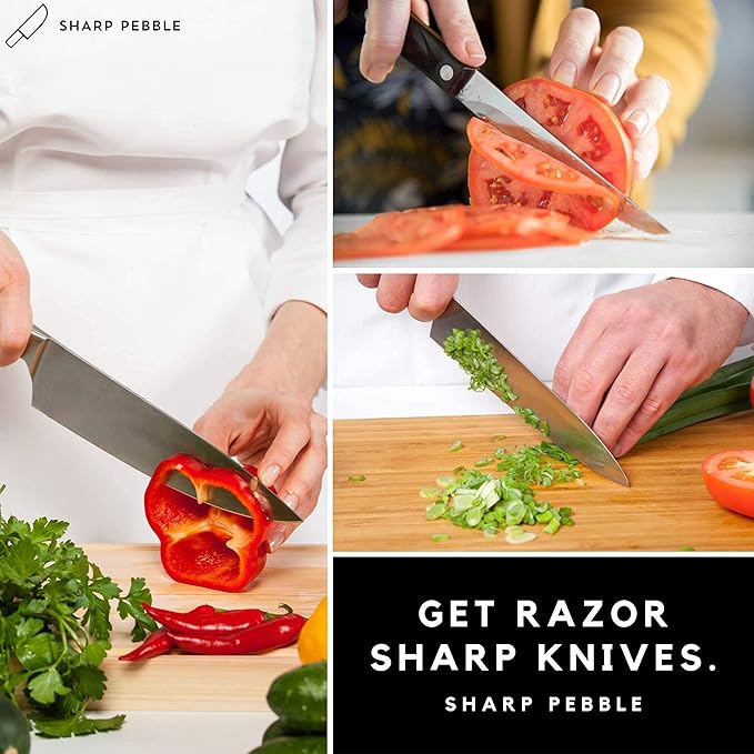 Sharp Pebble Extra Large Sharpening Stone Set - Whetstone Knife Sharpener Set - Grits 400/1000/6000 Waterstone, Flattening Stone & Angle Guide