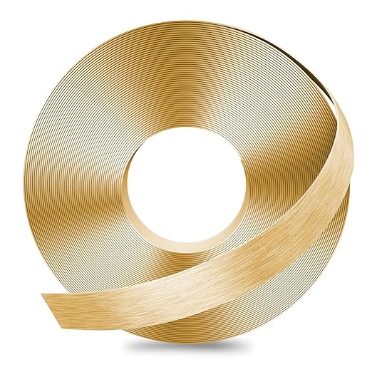 GSCIT Club Gold Edge Banding, 1/2 Inch x 50ft Aluminum Brushed Edge Banding Brass PVC Edge Trim for Cabinet Repair