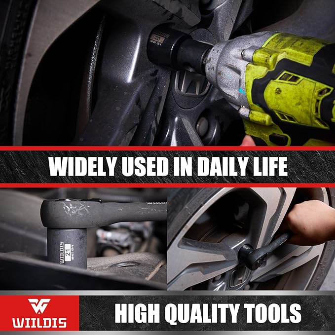 26 PCS 3/8" Drive SAE and Metric Impact Socket Set, SAE 5/16??to 7/8", Metric 7mm to 22mm, Premium Cr-V Steel, 6-Point Hex Designt,Cr-V Steel