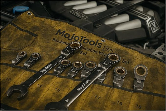 19mm Flex-Head Ratcheting Combination Wrench, Metric Standard, 72-Tooth 12-Point Ratchet Box End & Open-End Spanner, CR-V Steel, Nickel-Plated for Durability