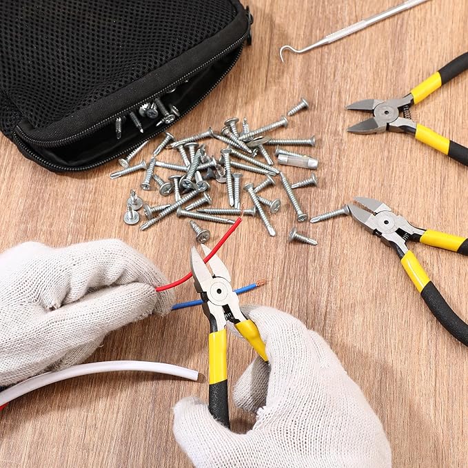 Lasnten 15 Pcs 5" Wire Cutters Precision Cutting Pliers Side Diagonal Cutters Small Wire Clippers Spring Loaded Flush Cut Snips with Nonslip Handle for DIY Jewelry Making Crafting Model Kits Zip Ties