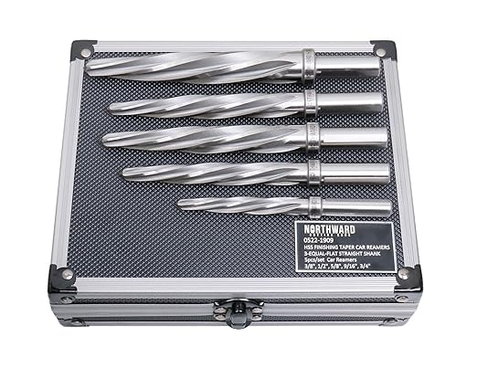 Accusize Industrial Tools 5 Pc H.S.S. Spiral Flute Super Premium Car Reamer Set, 3/8", 1/2", 9/16'', 5/8", 3/4" to Fit 3/8" or 1/2'' Shank Chuck, Aluminum Case