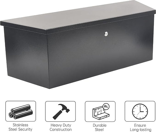 35’’ Trailer Tongue Tool Box, Steel Tool Storage Box for Trailer Tongue, Suitable for Truck, Trailer, Rv(35"*12"*11.8"-Black)