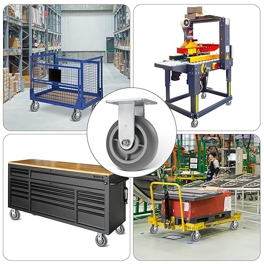 6" x 2" Heavy Duty Casters - 2000 LB Capacity- Thermoplastic Rubber Wheels(Crown Tread)- Caster Wheels for Furniture Platform Trucks Workbench (2 Swivel & 2 Rigid)