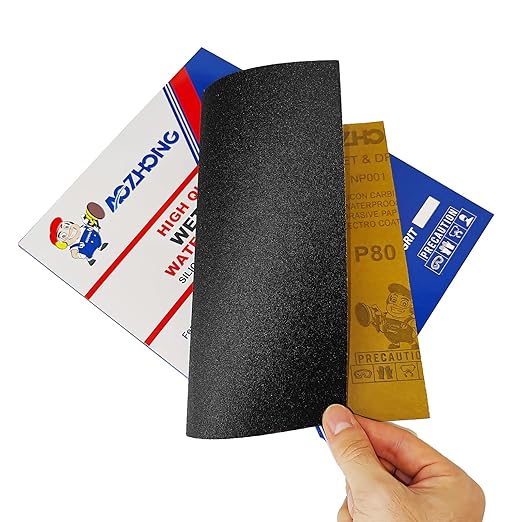 80 Grit Sand Paper, 9 x 11 Inch, 10 Pcs Wet Dry Sandpaper Sheets, Silicon Carbide for Wood, Metal, Automotive Sanding and Polishing, Waterproof and Durable