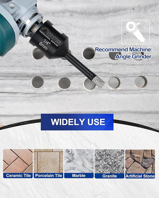 SHDIATOOL Diamond Core Drill Bits 2PCS 3/8 Inch for Porcelain Ceramic Tile Marble Brick Vacuum Brazed Hole Saw 10mm