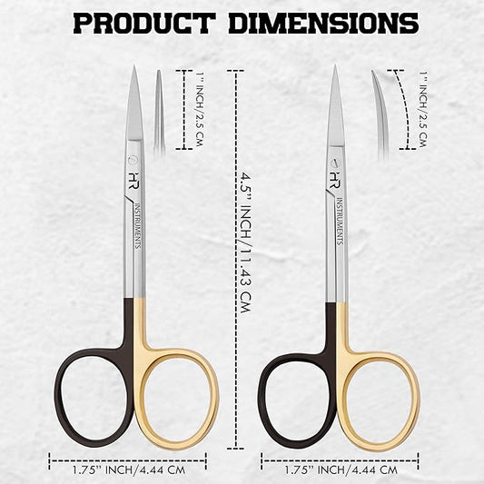 Iris Micro Dissecting Precision Lab Scissors, Fine Point Straight - Perfect for Doctors, Nurses, EMS, Students, Education & Training supercut serrated straight and curved(Pack of 2)
