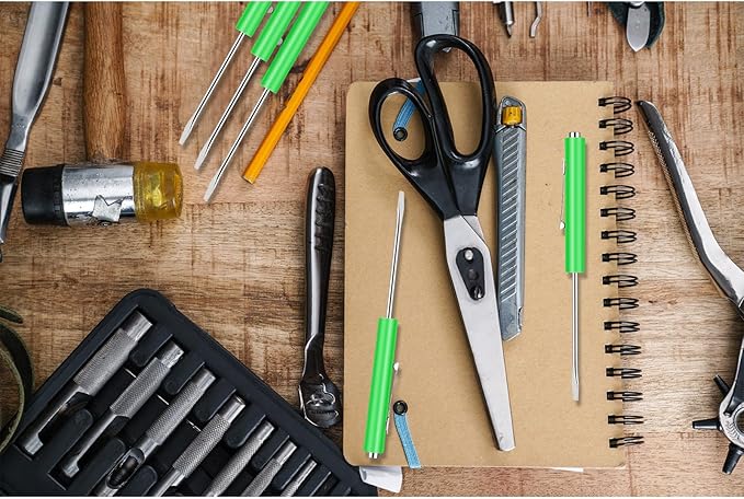 6 Pieces Pocket Screwdriver Mini Tops And magnetic pocket screwdriver with A Single Blade Head for Mechanical, Electrician (Green)