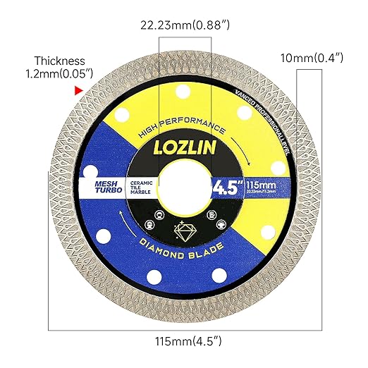 3-Pack 4.5" Diamond Multi-Purpose Saw Blades - Heavy Duty Angle Grinder Discs for Cutting Marble/Quartz/Stone/Tile/Metal/Plastic (Black Rippled, 3)