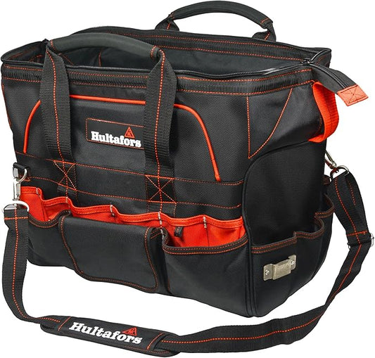 Hultafors Work Gear HT5553 Pro Contractor's Closed Top Tool Bag, 42 Pockets, Heavy Duty Ballistic Polyester Tool Carrier, Neoprene Carrying Handles, Adjustable Slip-Resistant Shoulder Strap