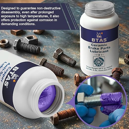 Silicone Brake Grease Lubricant for Brake Caliper Pad Pin Parts Lube, Synthetic Ceramic Brake Grease with Brush 8 oz