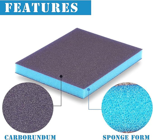 8Pcs 150 Grit Sanding Sponge, Jamiikury Fine Sanding Blocks Washable and Reusable, Wet Dry Sandpaper Sponge for Wood Metal FurniturePaint and Drywall