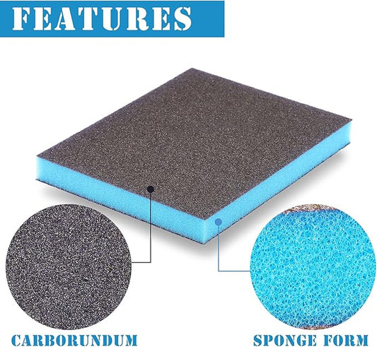 8Pcs 80 Grit Sanding Sponge, Jamiikury Coarse Sanding Blocks Washable and Reusable, Wet Dry Sandpaper Sponge for Wood Metal FurniturePaint and Drywall