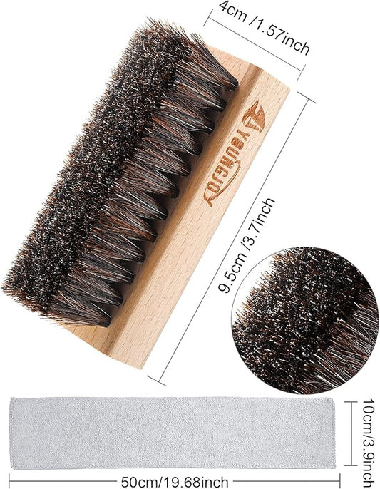 YoungJoy 3 Pieces Dual Sided Sneaker Shoe Cleaner Brush Set Shoes Clean Brush Kit Both Boar and Plastic Bristles with Microfiber Cloth (B)
