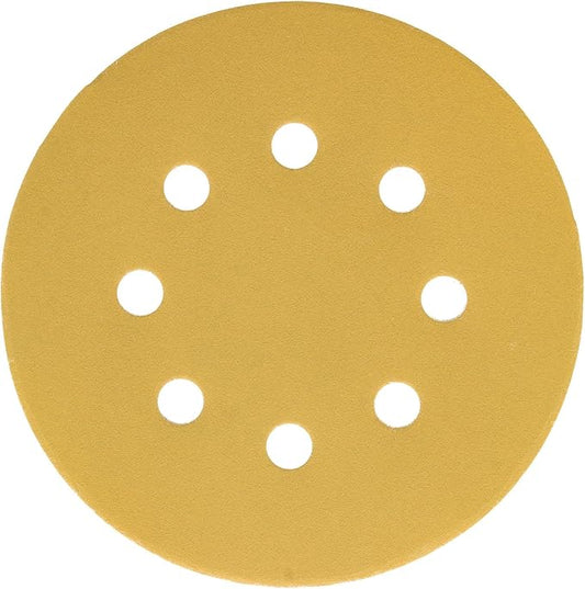 Dura-Gold Premium 320 Grit 5" Sandpaper Discs, 8 Hole Pattern Dustless, 50 Discs - Hook & Loop Backing for Orbital DA Sander, Detailing Finishing Color Sanding Automotive Paint Woodworking