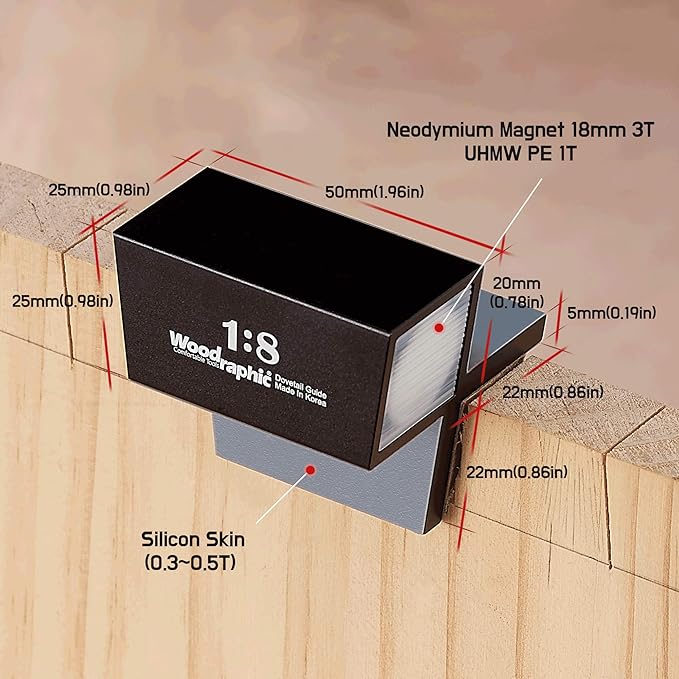 Dovetail Saw Guide ??1:8 Angle for Hard Wood ??CNC Machined Magnetic Layout Tool for Accurate Joinery, Marking Lines, and Hand-Cut Woodworking Projects