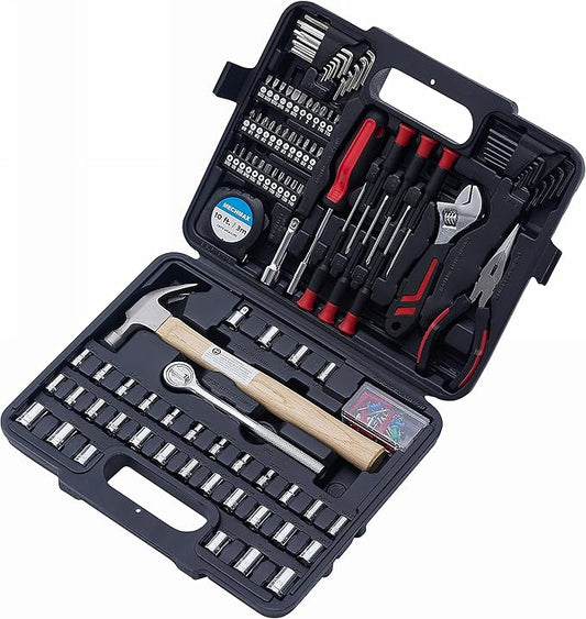 MECHMAX 149-Piece Tool Kit, Home & Auto Repair Hand Tool Set with Hammer, Socket Wrench, Pliers & Storage Case. Essential DIY Mechanics Set for Household, Apartment, Dorm & A Gift