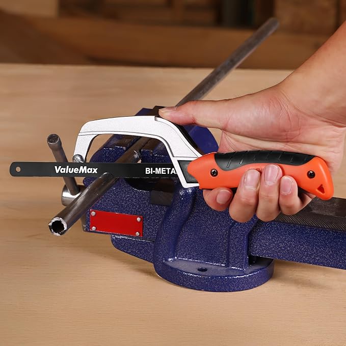 ValueMax Hacksaw, Mini Metal Saw Tool with Extra 1 Piece Bi-Metal 10 Inch Blade, Aluminum Small Hack Saw Cutter for Wood, PVC, Iron, Copper