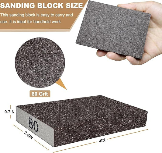 6 Pack 80 Grit Hand Sanding Block, Washable and Reusable Sanding Sponge Great for Pot Brush Pan Brush Sponge Brush Glasses Sanding Wood Sanding Metal Sanding (80 Grit)
