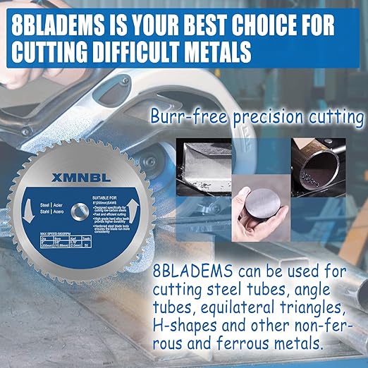 8 Inch Metal Cutting Saw Blade,Compatible with Evolution Metal Cutting Saw,Replacement for Evolution 8BLADEMS 8 Inch Mild Steel Saw Blade,8 x 50 Teeth,5/8 Inch Center Shaft,3 Year Warranty