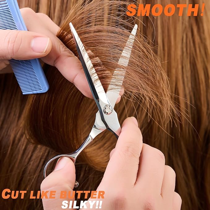 High-end Professional Extremely Very Sharp Barber Hair Cutting Scissors Hairdresser Shears For Hair 6 Inch Haircut Scissor Made Of Stainless Steel For Hairdressing Salon and Home Use