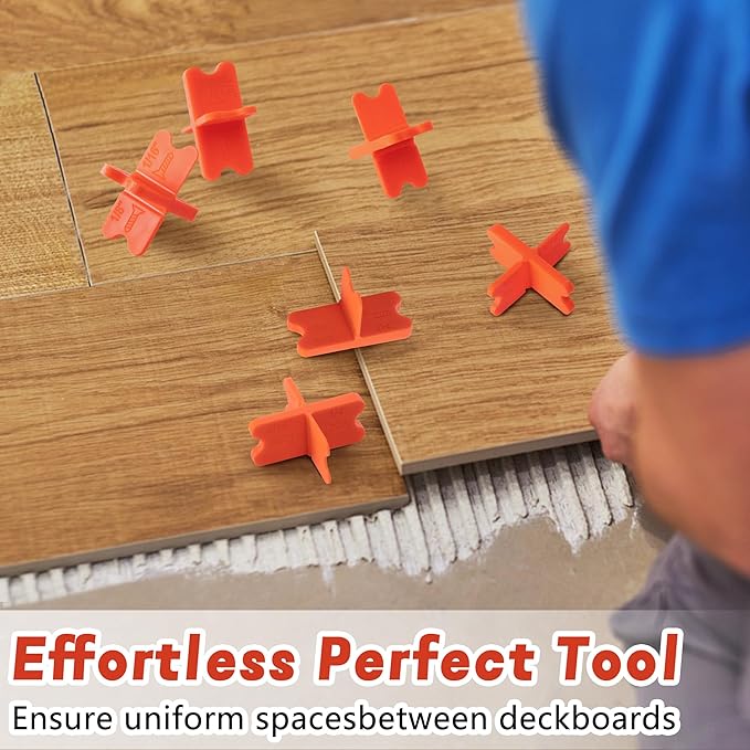 8 Pcs ABS Deck Spacer Tool,4 Thicknesses Deck Board Spacers(1/16", 1/8", 3/16", 1/4"),Orange Deck Spacers Assorted for Pressure Treated Composite Decking