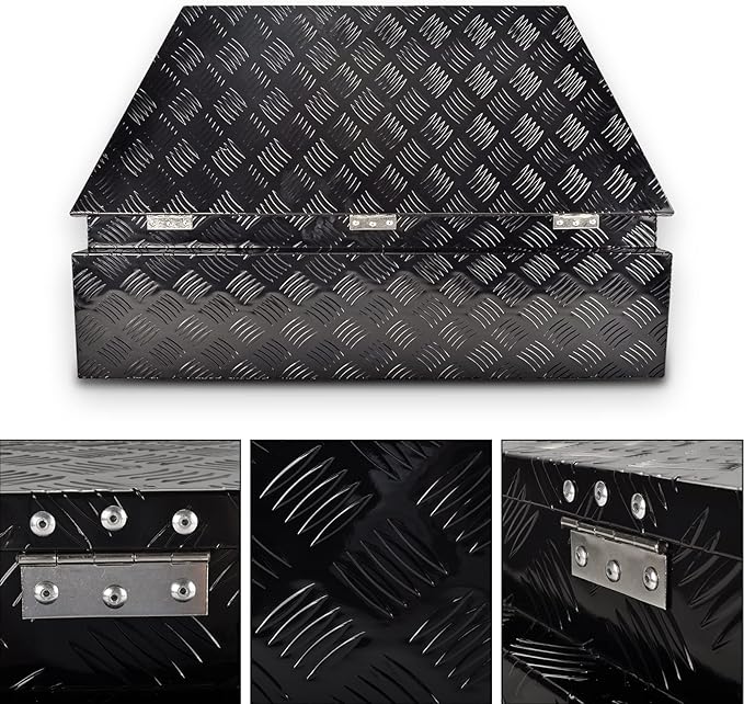 39'' Aluminum Trailer Tongue Toolbox,Waterproof utility trailer tool box竊똓V Trailer, ATV with Lock & Keys, Black(39"x16.5"x12")
