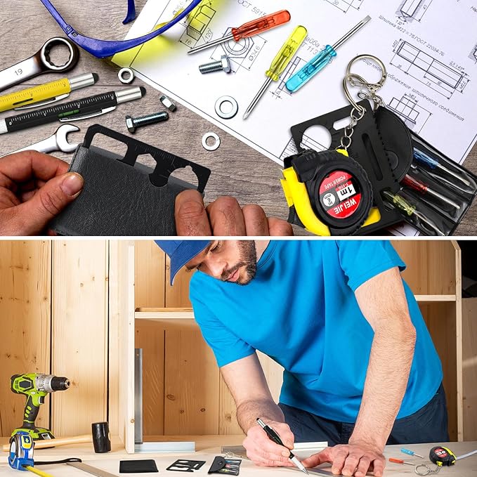 168 Pcs Mini Tape Screwdriver Keychain Set Valentine's Day Men Gifts Bulk Employee Appreciation Gift Bulk Multitool Pen Card for Adult Tool Party (Multicolor)