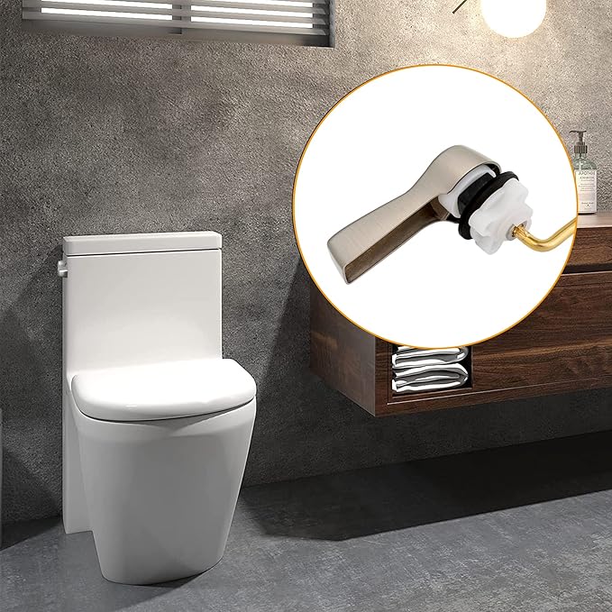 2 Pack Universal Side Mount Toilet Handle Angle-Mount Adjustable Trip Lever Tank Flush Lever Replacement Handle with 2 Pieces Stainless Steel Flapper Chains for Most Toilets - Brushed Nickel