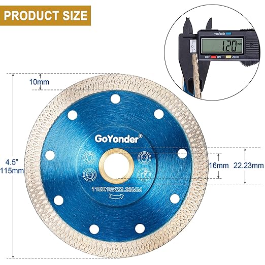GoYonder 4.5 Inch Super Thin Diamond Saw Blade for Cutting Porcelain Tiles,Granite Marble Ceramics (4.5" -Blue (20 pcs))…