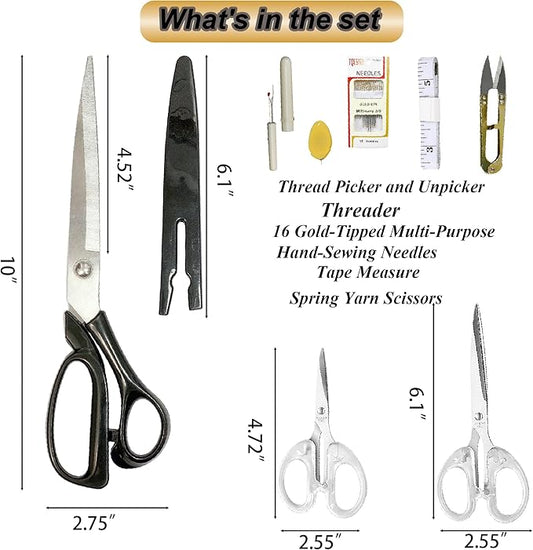 Professional Tailor's Scissors, Heavy Duty Stainless Steel Fabric Cutting Shears, Composite Alloy Blade (Plastic Handle, 10 inches)