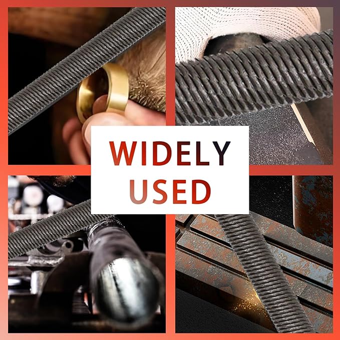 8 Inch Round Hand File with High Carbon Hardened Steel, Ergonomic Grip, Plastic Non-Slip Handle, Ideal for Metal, Wood, Plastic & DIY Projects